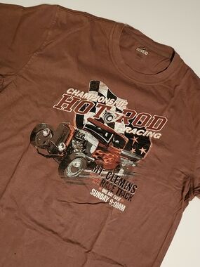 RedHead Brown Hot Rod Racing Graphic Short Sleeve Tee